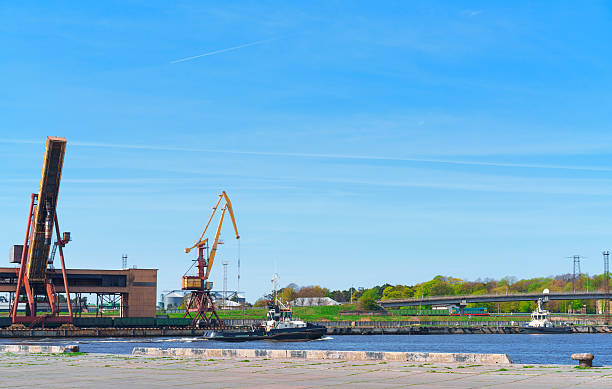 istock Ships and lifting cranes at Marina in Ventspils 621470852