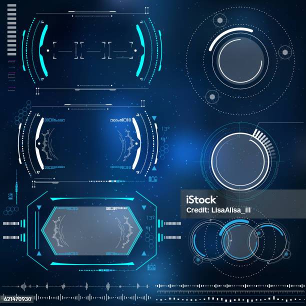 Technological Hud Elements Futuristic Interface Virtual Reality Stock Illustration - Download Image Now
