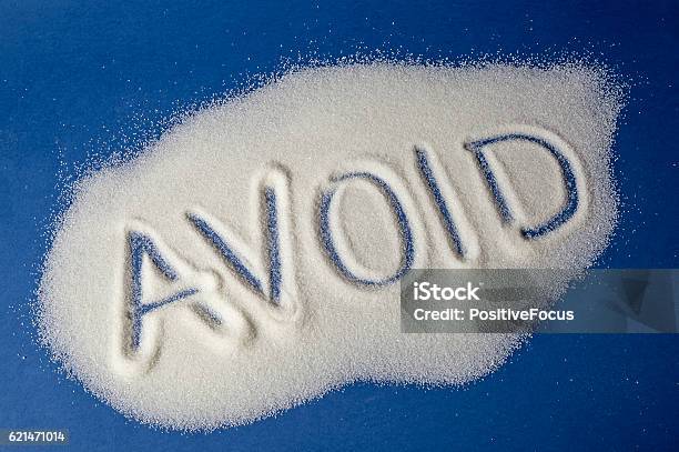 Avoid Written With Sugar Stock Photo - Download Image Now - Alertness, Blue, Cooking