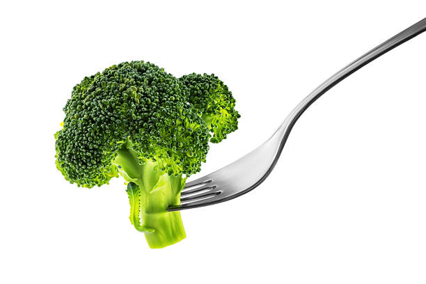 Fork with Broccoli isolated on White Fork with Broccoli isolated on White Background brokoli stock pictures, royalty-free photos & images