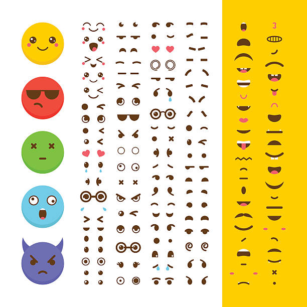 illustrations, cliparts, dessins animés et icônes de créez votre propre émoticône. visages de kawaii. emoji. avatar. personnage - sweet expression