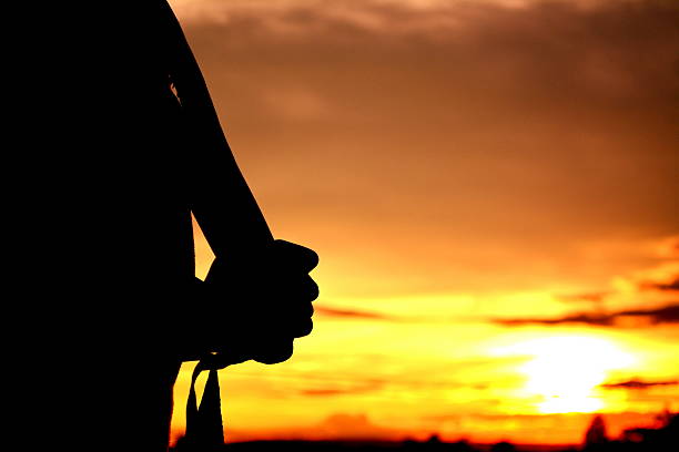 istock Silhouette children at sunset. 621483468