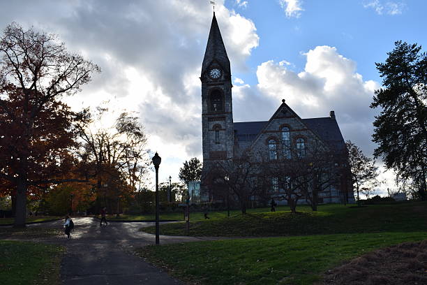 istock New England Church in the fall 621485448
