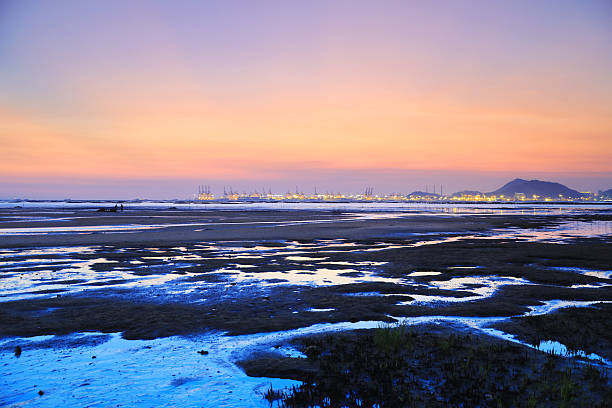 colorful sunset during low tide at PAK LAI  2016