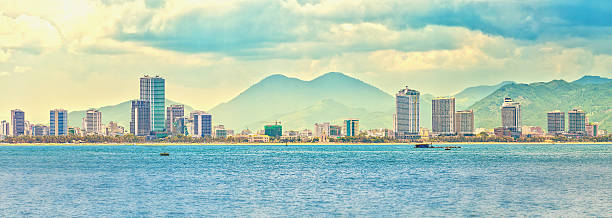 istock Panoramic cityscape with skyscrapers along beautiful beaches 621486132