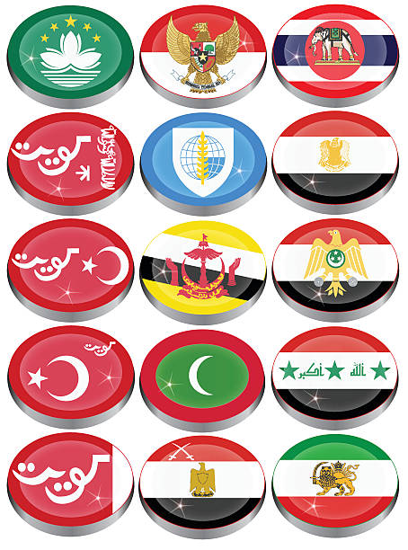 ilustrações, clipart, desenhos animados e ícones de bandeiras da ásia - egyptian flag flag africa middle east