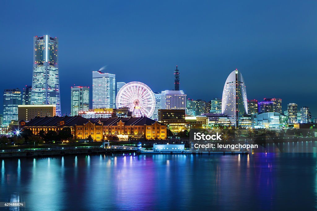 Yokohama skyline at night Apartment Stock Photo