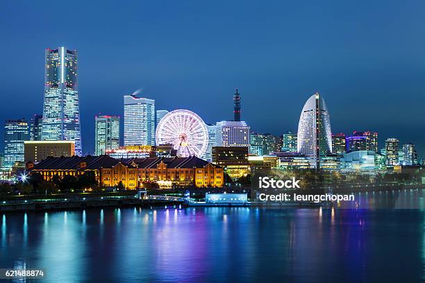Yokohama Skyline At Night Stock Photo - Download Image Now - Apartment, Architecture, Building Exterior