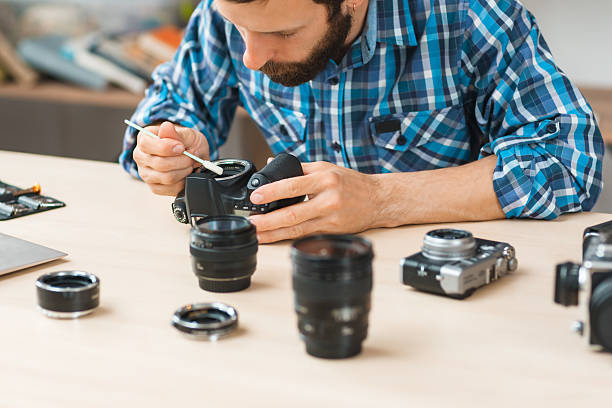 Maintenance of photo camera at workshop