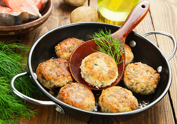 Burgers with fish and potato stock photo