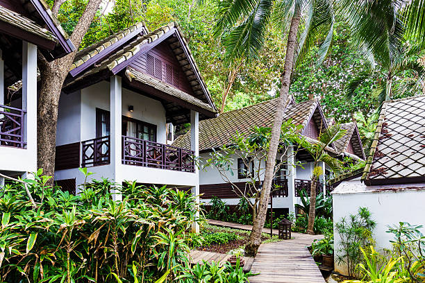 istock Wooden tourist huts in Thailand 621492430