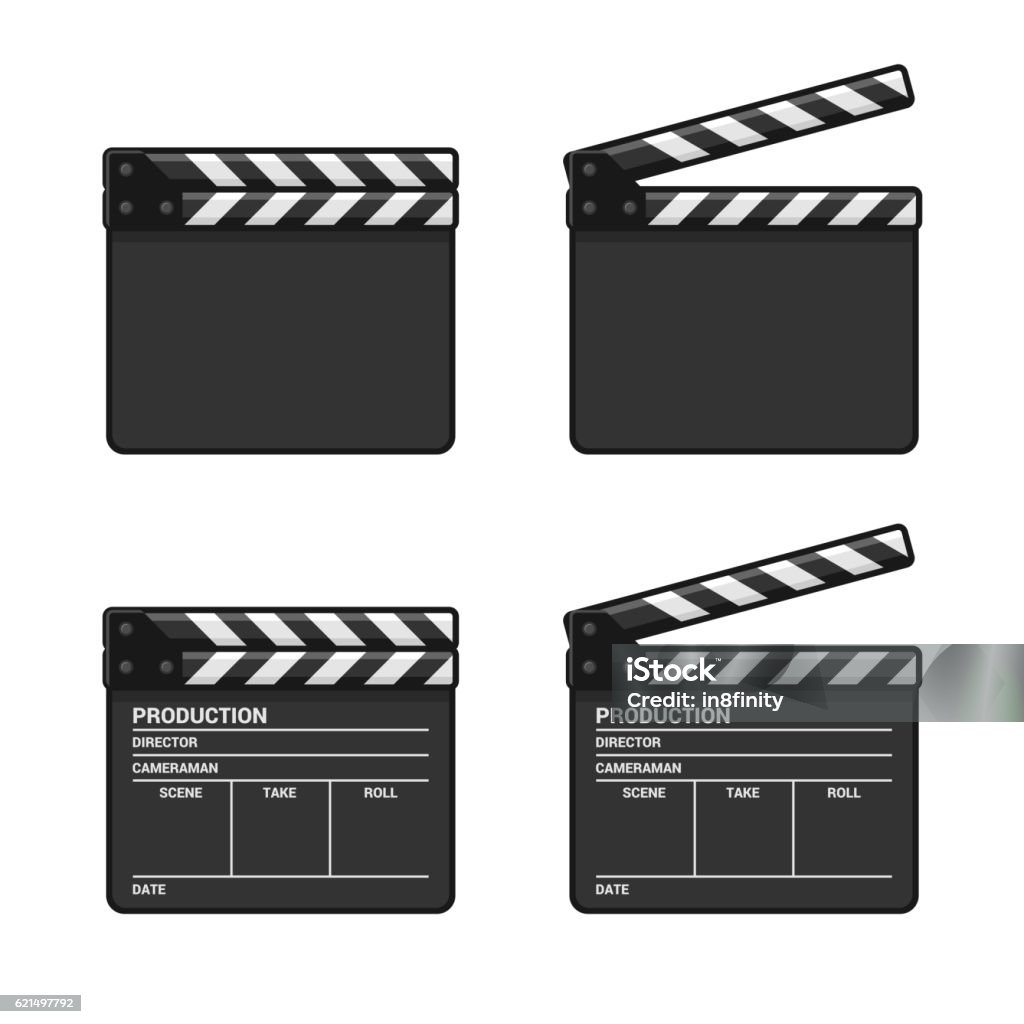 Blank Clapper Board Set on White Background. Vector Blank Clapper Board Set on White Background. Vector illustration Accessibility stock vector