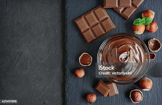 Hazelnut Chocolate Spread Stock Photo - Download Image Now - Chocolate Spread, Chocolate, Hazelnut