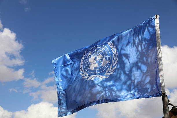 flaga organizacji narodów zjednoczonych - siły pokojowe zdjęcia i obrazy z banku zdjęć