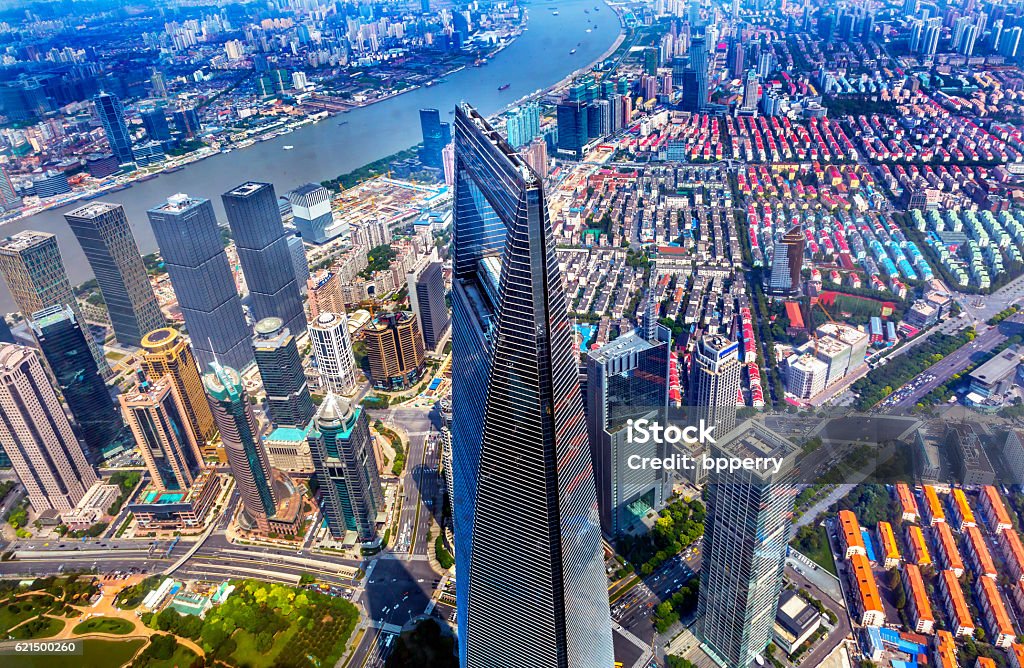 World Financial Center Skyscraper Huangpu River Shanghai Cina - Foto stock royalty-free di Acciaio