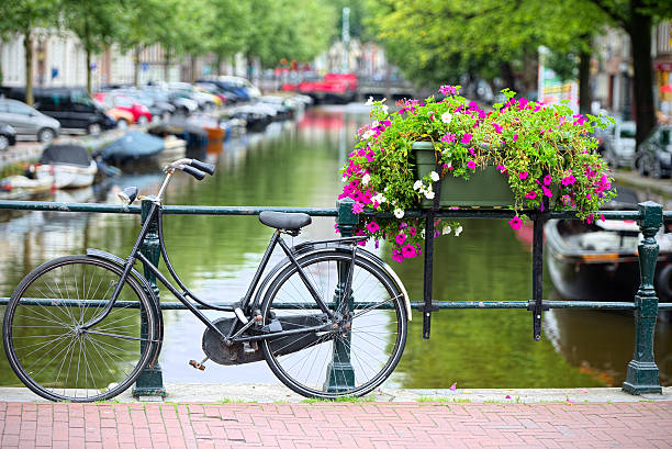 istock Bicycle tied to a bridge in Amsterdam 621501534