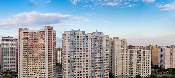 istock Panorama of modern multistory apartment complex 621501710