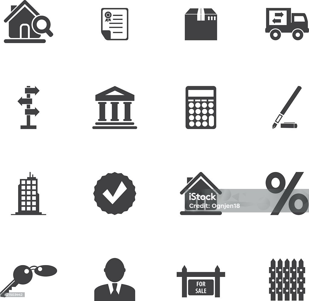 Immobilier Icon Set - clipart vectoriel de Accord - Concepts libre de droits