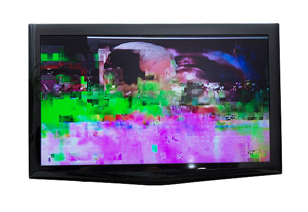 istock Bad digital signal on TV. Isolated on white. 621503564
