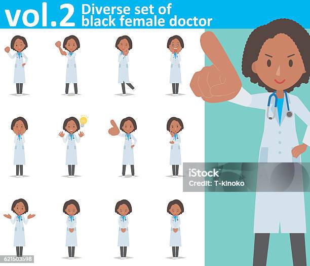 Ensemble Diversifié De Femme Médecin Noire Format Vectoriel Eps10 Vol2 Vecteurs libres de droits et plus d'images vectorielles de Santé et médecine