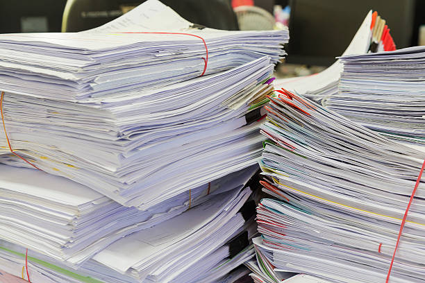 istock Business concept. stack of business documents on office desk 621506810