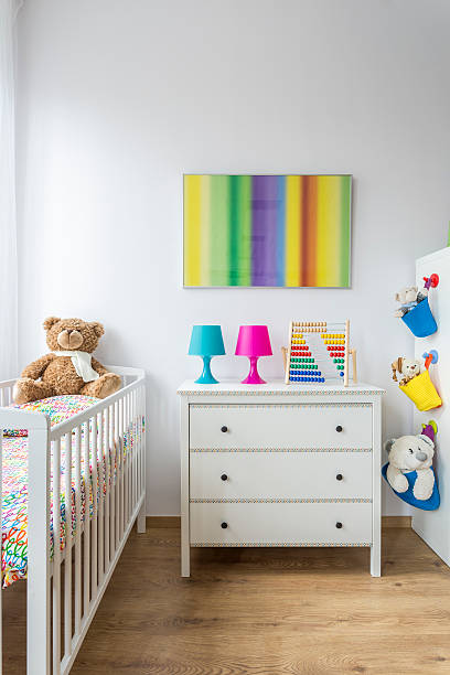 istock Bright child room with cradle 621508258