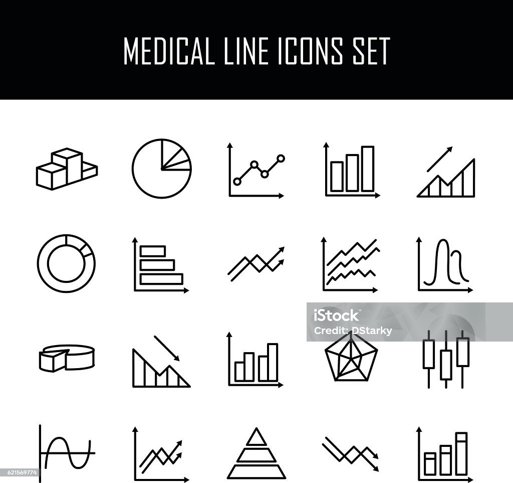 Ensemble simple de diagrammes et de graphiques - clipart vectoriel de Affaires libre de droits