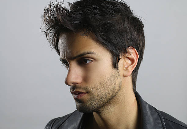 collage of different men's hair style color mockup illustration for beauty and styling concept product. black colored hair texture.