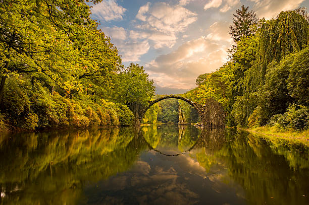 istock autumn in the park Kromlau, rhododendrons valley, Devil's bridge 621570954