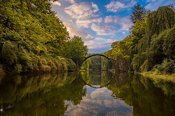 istock autumn in the park Kromlau, rhododendrons valley, Devil's bridge 621571596
