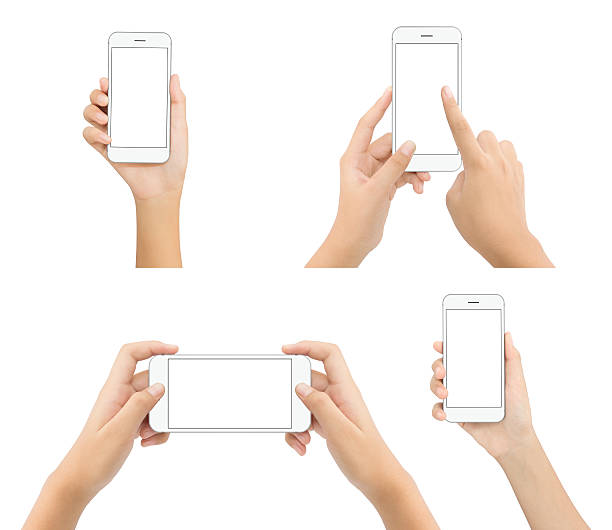 istock hand hold phone blank screen isolated on white background 621572450