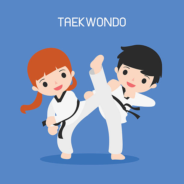 Cartoon Of Taekwondo Stock Illustration - Download Image Now - Taekwondo,  Child, Karate - iStock