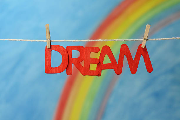 Red letters spelling the word dream to illustrate the concept of inspiration, ambition and motivation.