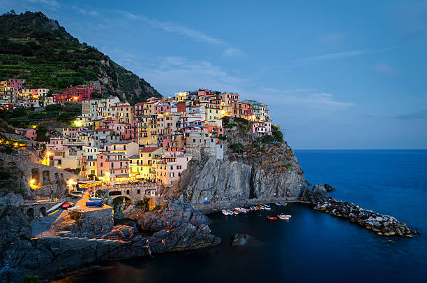 istock Manarola (Cinque Terre) high definition view at twilight 621583302