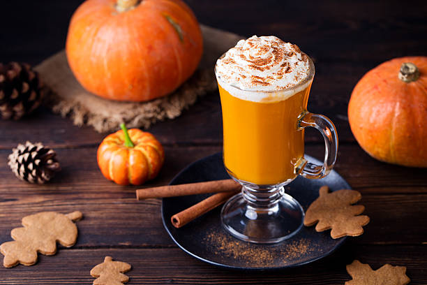 istock Pumpkin smoothie, spice latte. Boozy cocktail 621585358