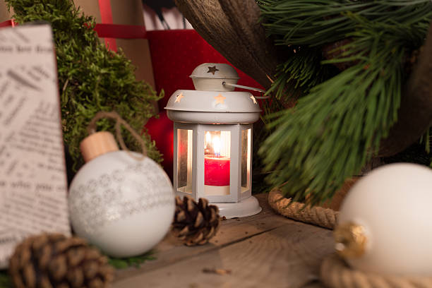 istock Lantern and Christmas decoration 621585712