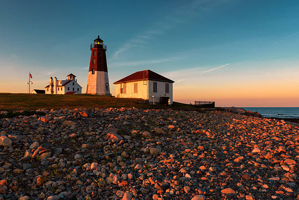 istock Point Judith lighthouse at sunset,  Rhode Island, USA 621586148
