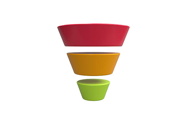 grafico a imbuto  - conversion funnel foto e immagini stock