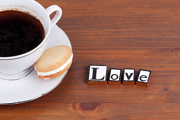 istock Love. On wooden table coffee mug, cookie 621588588