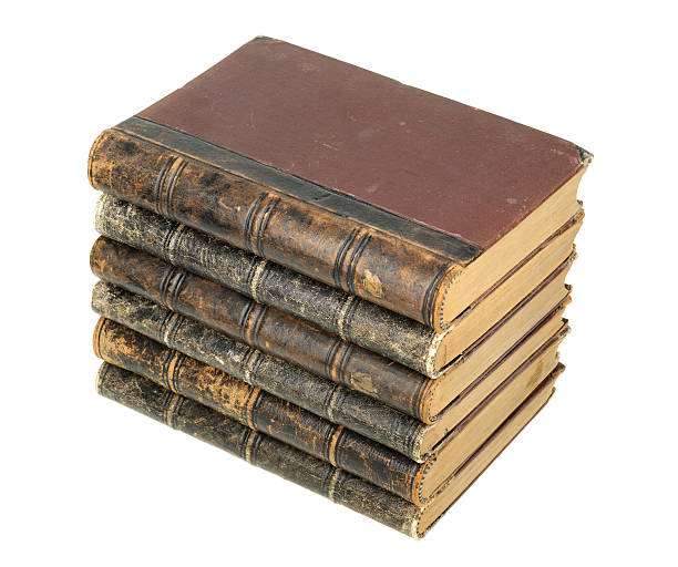 istock Stack of old books isolated on white background 621593144