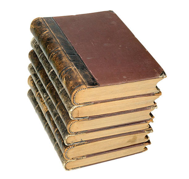 istock Stack of old books isolated on white background 621593248