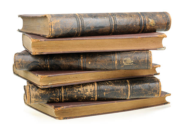 istock Stack of old books isolated on white background 621594272