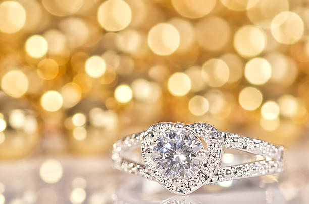 istock Silver ring in the shape of a heart. 621594376