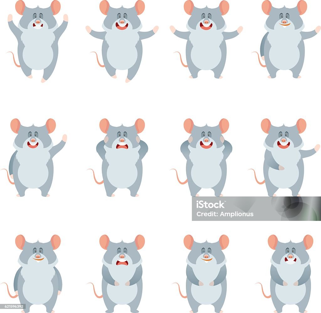 Set of flat mouse icons Vector image of the Set of flat mouse icons Animal stock vector