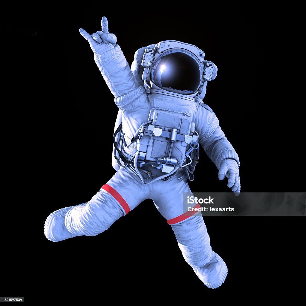 Rocking Astronaut, 3d render Rocking Astronaut on a black background, 3d render with a work path Astronaut Stock Photo