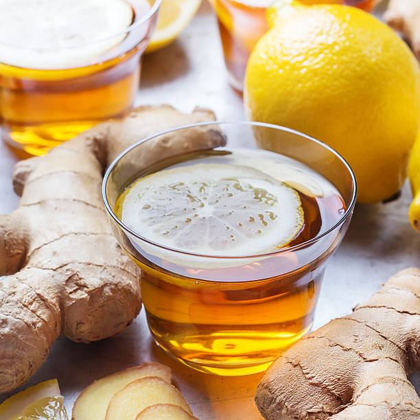 istock Ginger tea in a glass for flu cold winter days 621598000