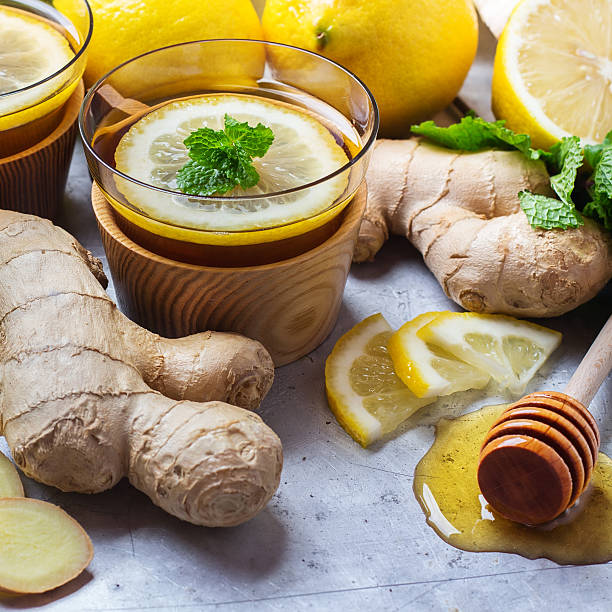 istock Ginger tea in a glass for flu cold winter days 621598556