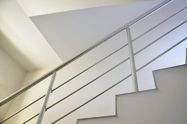 istock Detail of white modern staircase. 621600108