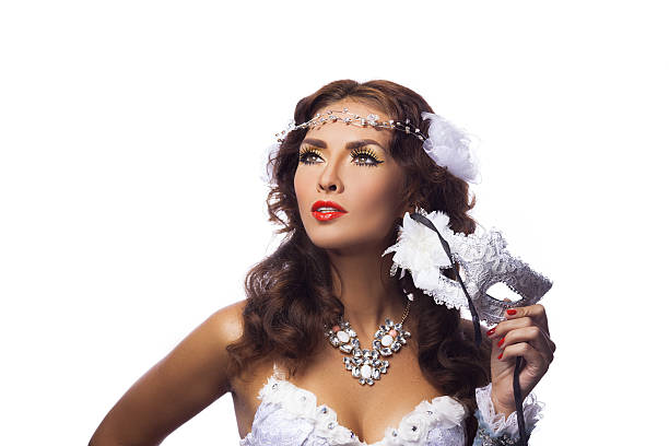 istock Gorgeous woman in masquerade mask 621600484