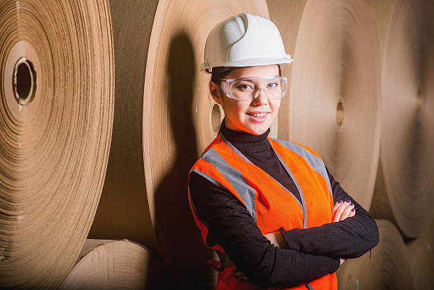 istock Paper mill factory worker 621600652